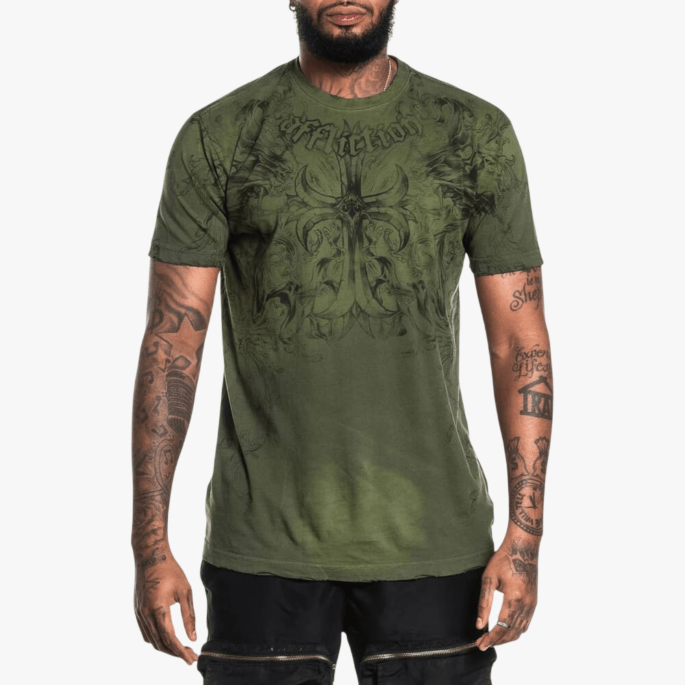 Affliction Mens Jump Tee Lollipop Green Vapour Wash | Affliction