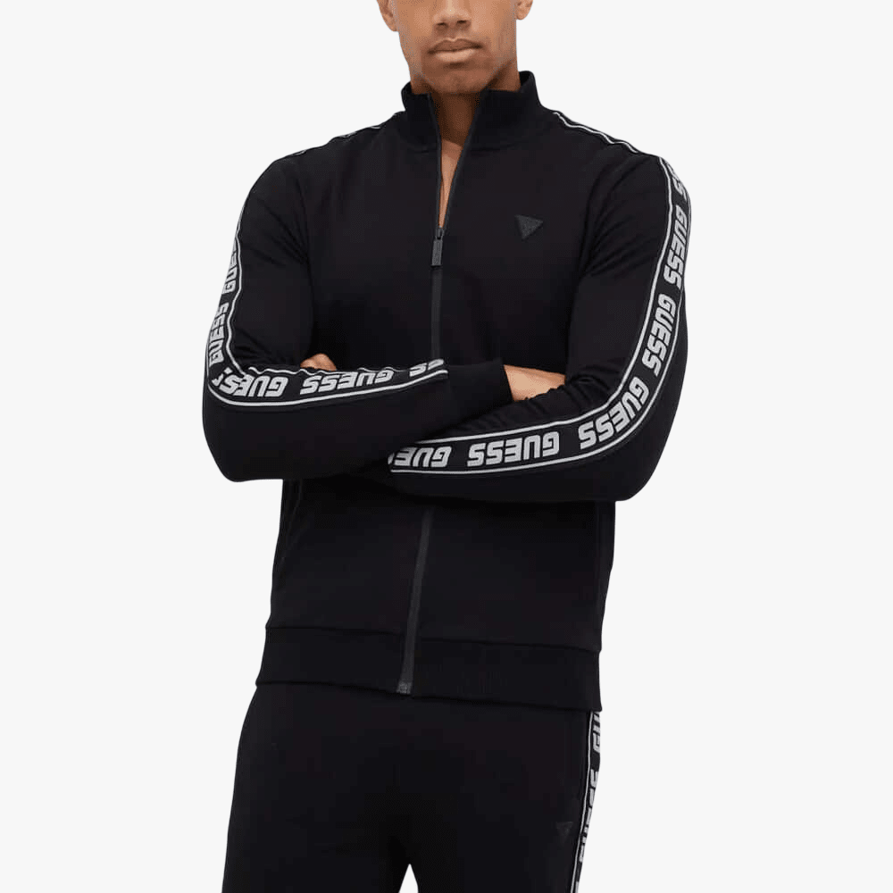Guess Mens Sull Zip Arlo Sweater Black | Guess