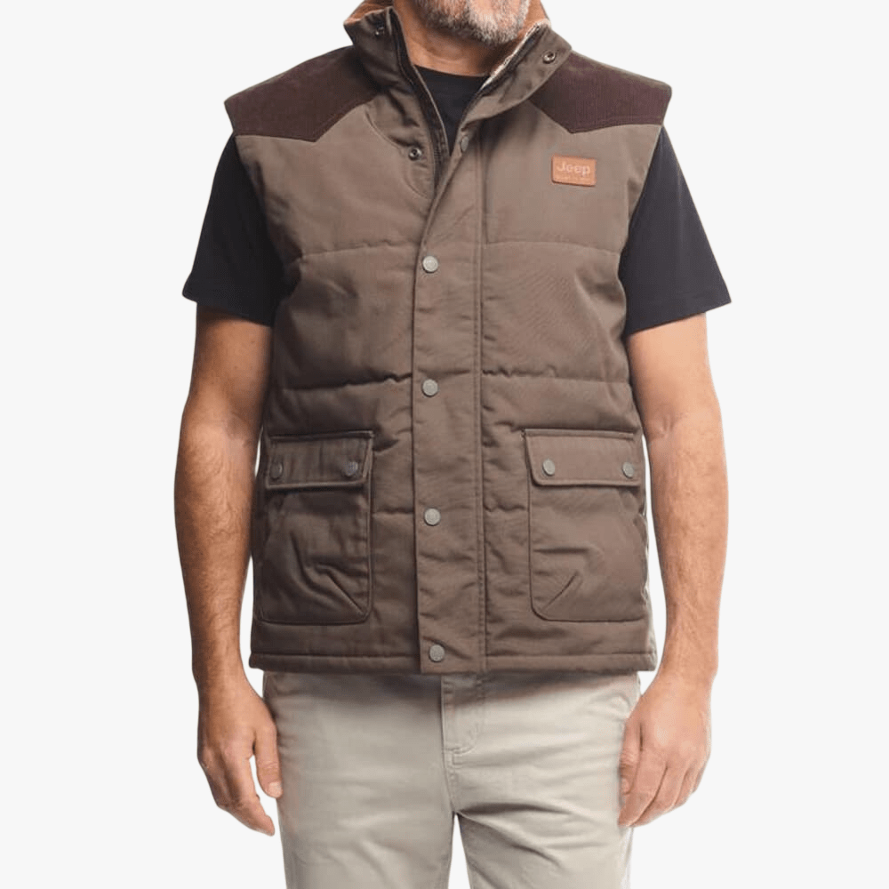 Jeep Mens Bush Gilet Jacket Brown | Jeep