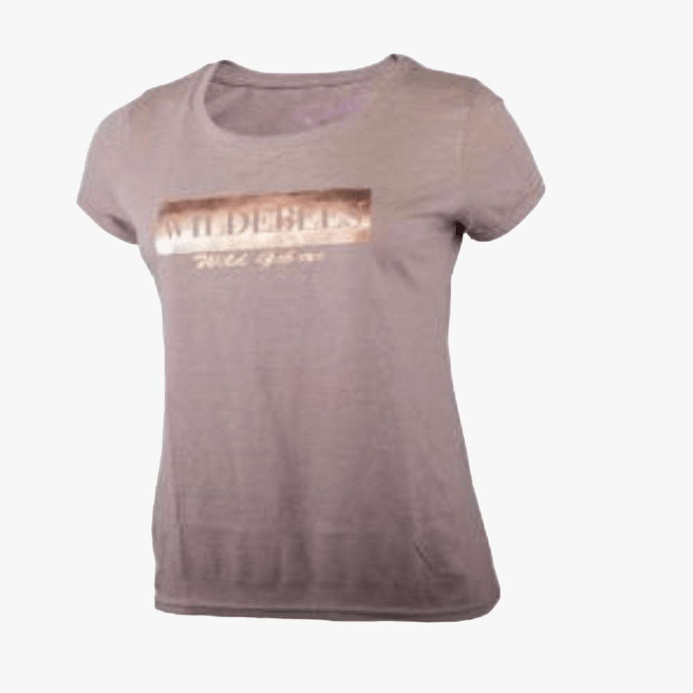 Wildebees Womens Foil Short Sleeve Tee Latte Mel | Wildebees