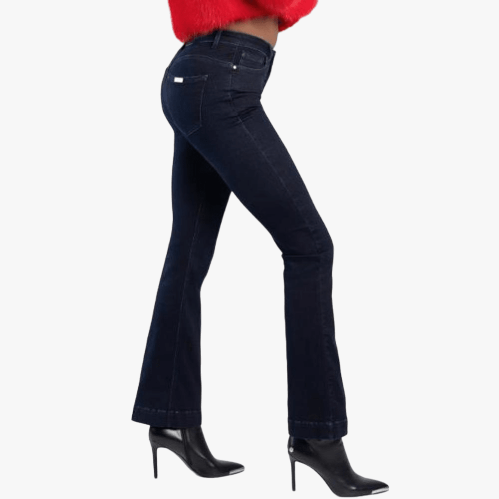 Sissy Boy Mid Waist Bootleg Jean With Pin Tick Blue Black | Sissy Boy