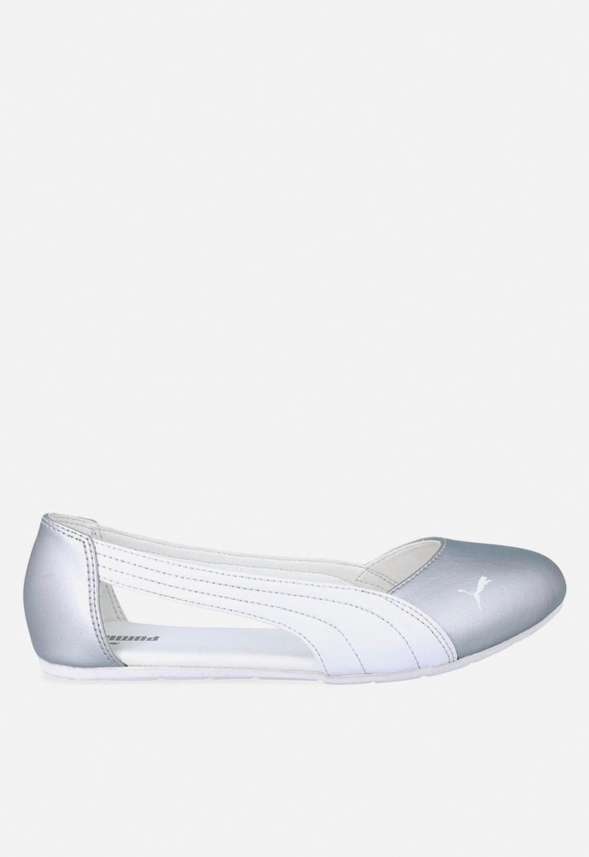 Puma Womens Basic Ballerina Cut Out Shoe Silver White | Puma