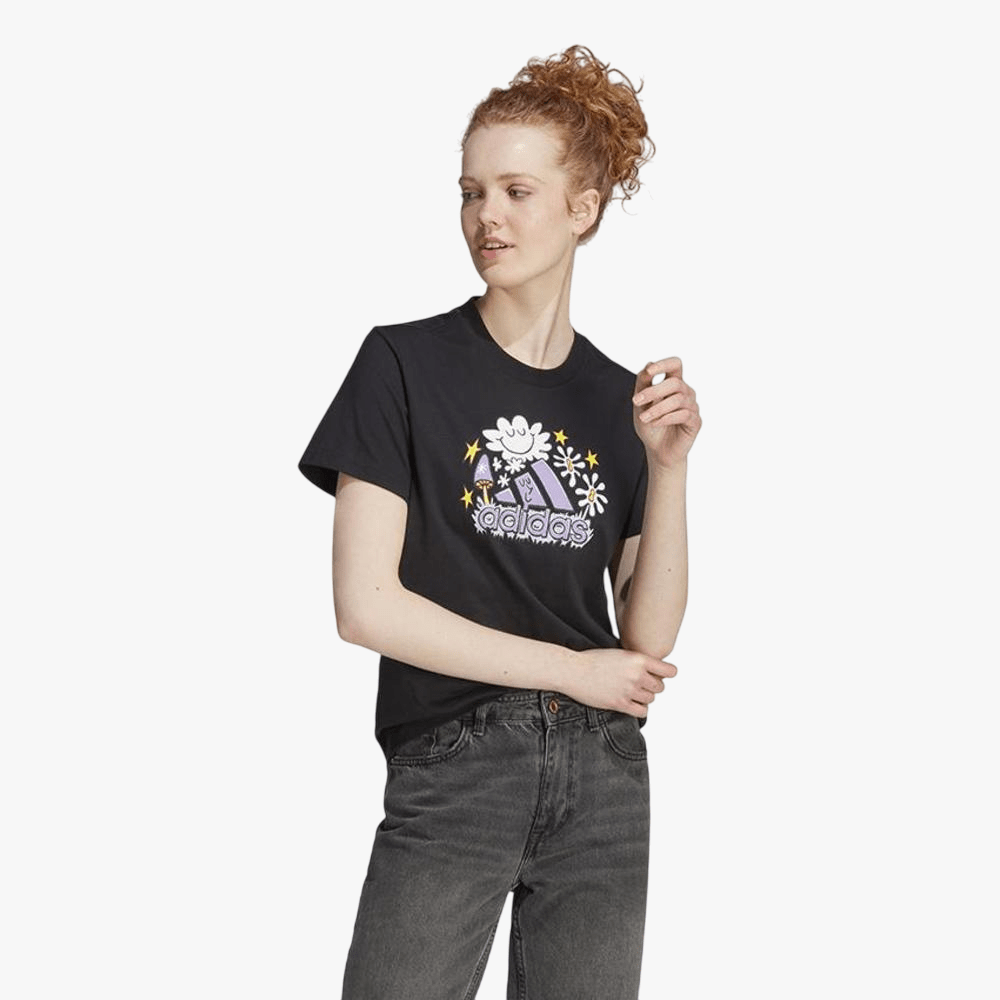 Adidas Womens Doodle Short Sleeve Tee Black | Adidas