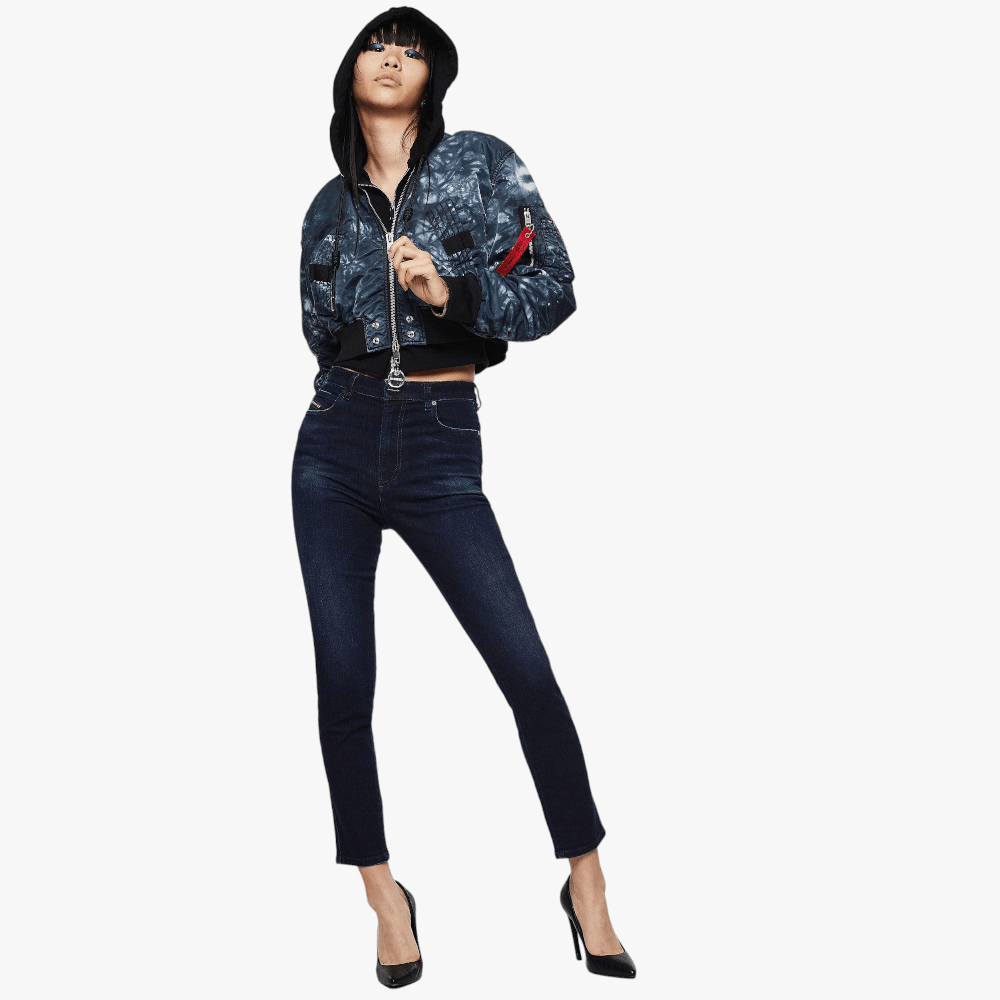 Diesel Womens Babhila High Waist Skinny Jean Blue Black Diesel