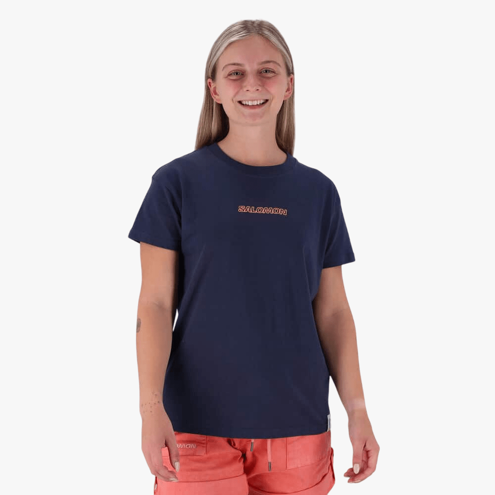Salomon Womens Outline Ii Short Sleeve Tee Blue Nights | Salomon