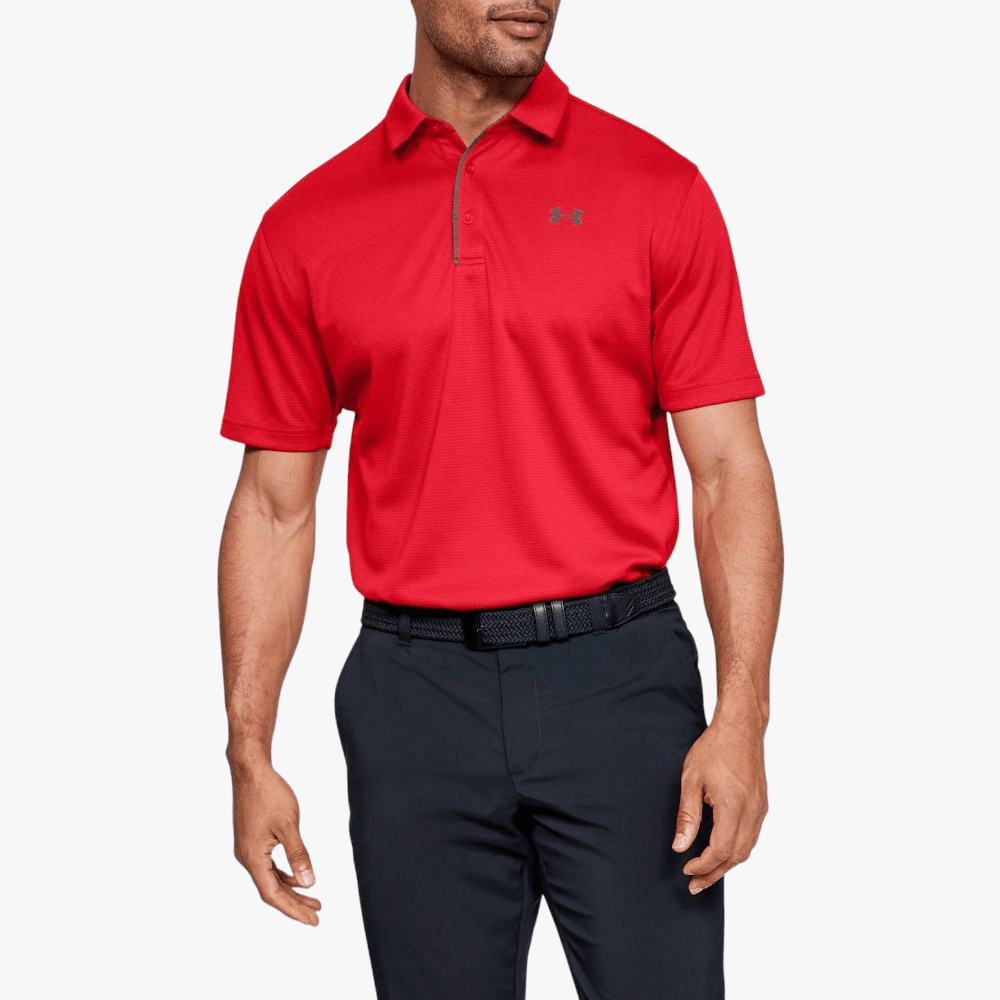 Under Armour Mens Tech Short Sleeve Golfer 600 Red | Under Armour