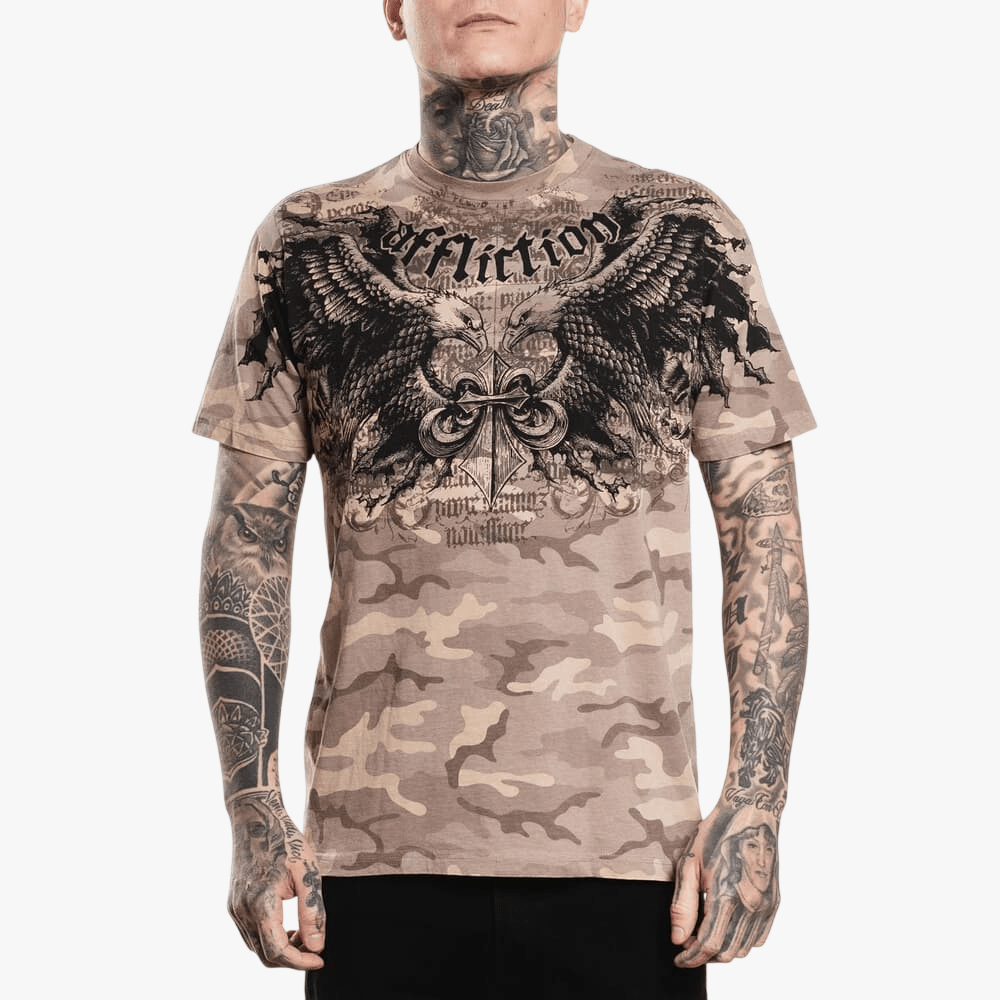 Affliction Mens Homage Tee Sand Camo Lava Wash | Affliction
