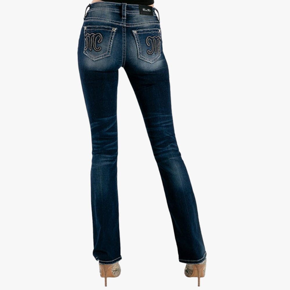 Miss Me Womens Classic Cool Mid Rise Bootleg Jeans Miss Me