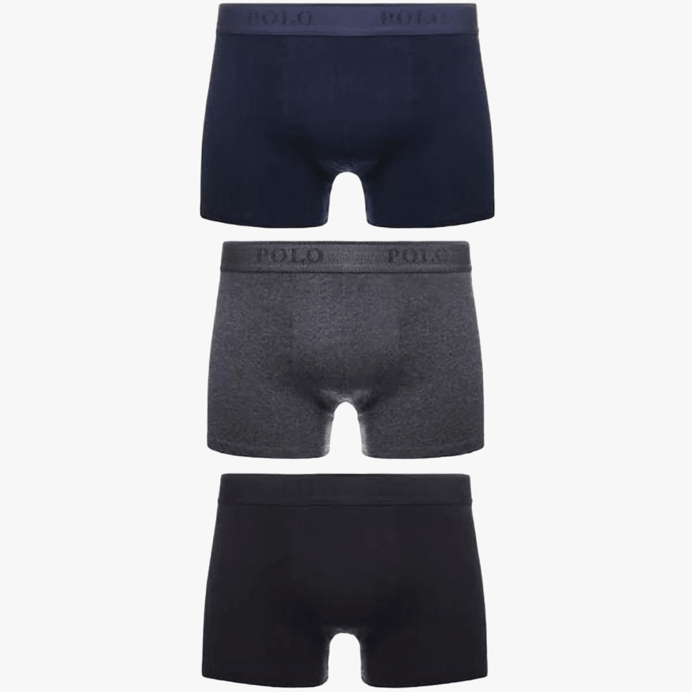 Polo Mens Basic Multi Knit Boxer 3 Pack Navy | Polo
