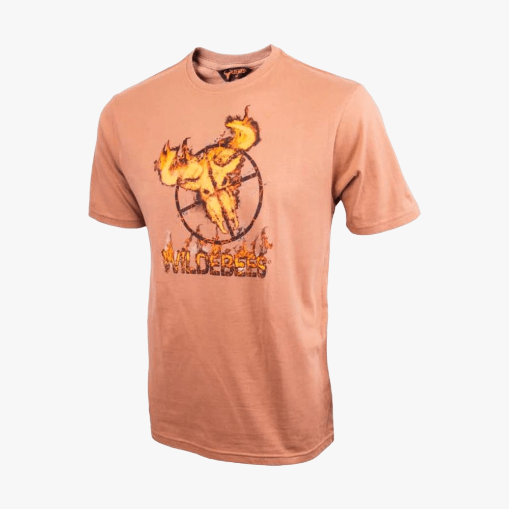 Wildebees Mens Flame Target Short Sleeve Tee Camel | Wildebees