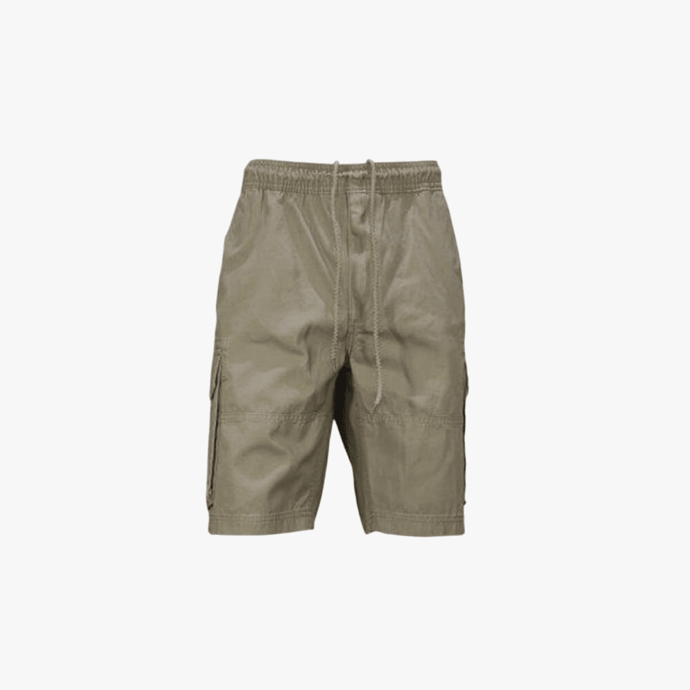 Jeep Mens 24Cm Cotton Canvas Elasticated Cargo Short Khaki | Jeep