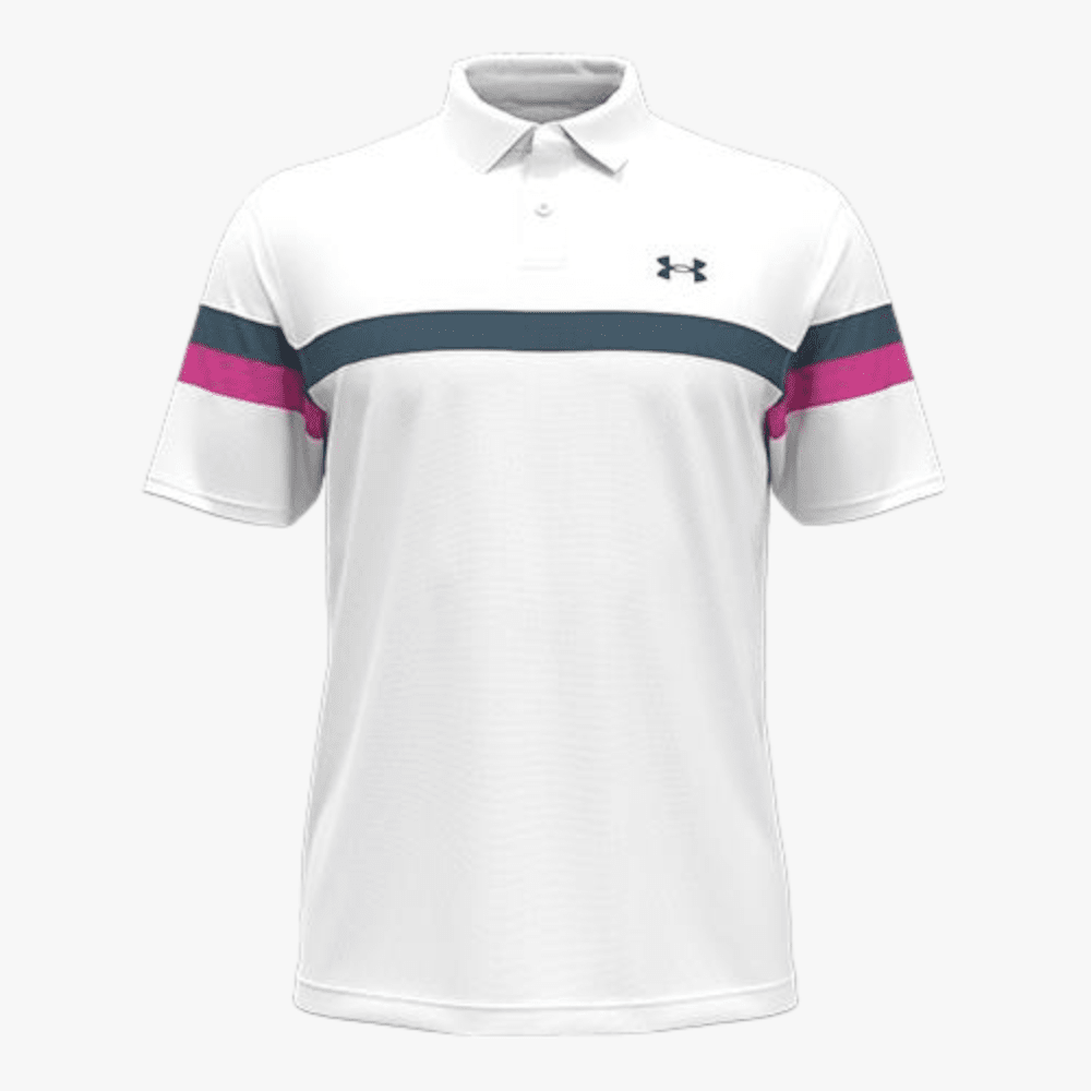 Under Armour Mens T2g Blocked Short Sleeve Golfer 100 White Under Armour