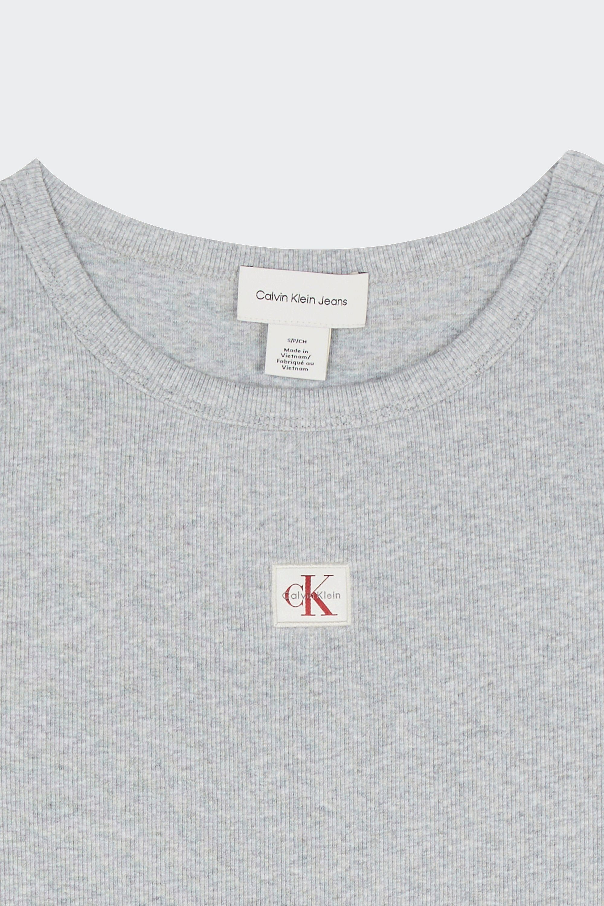 Calvin Klein Womens Woven Label Cotton Rib Tank Grey Heather