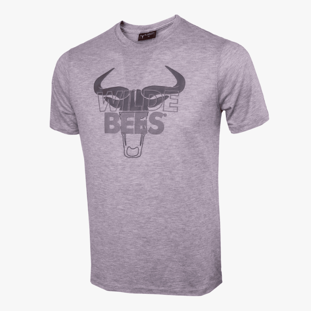 Wildebees Mens Split Logo Short Sleeve Tee Grey Mel | Wildebees