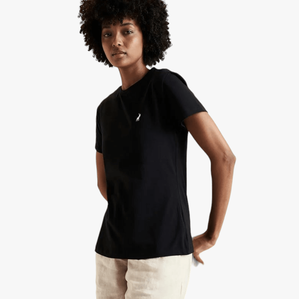 Polo Womens Allie Small Pony Stretch Short Sleeve Tee Black Polo