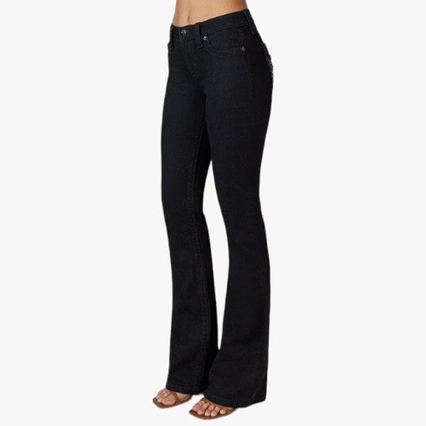 Miss Me Womens Dark Angel Mid Rise Bootleg Jeans Black Miss Me