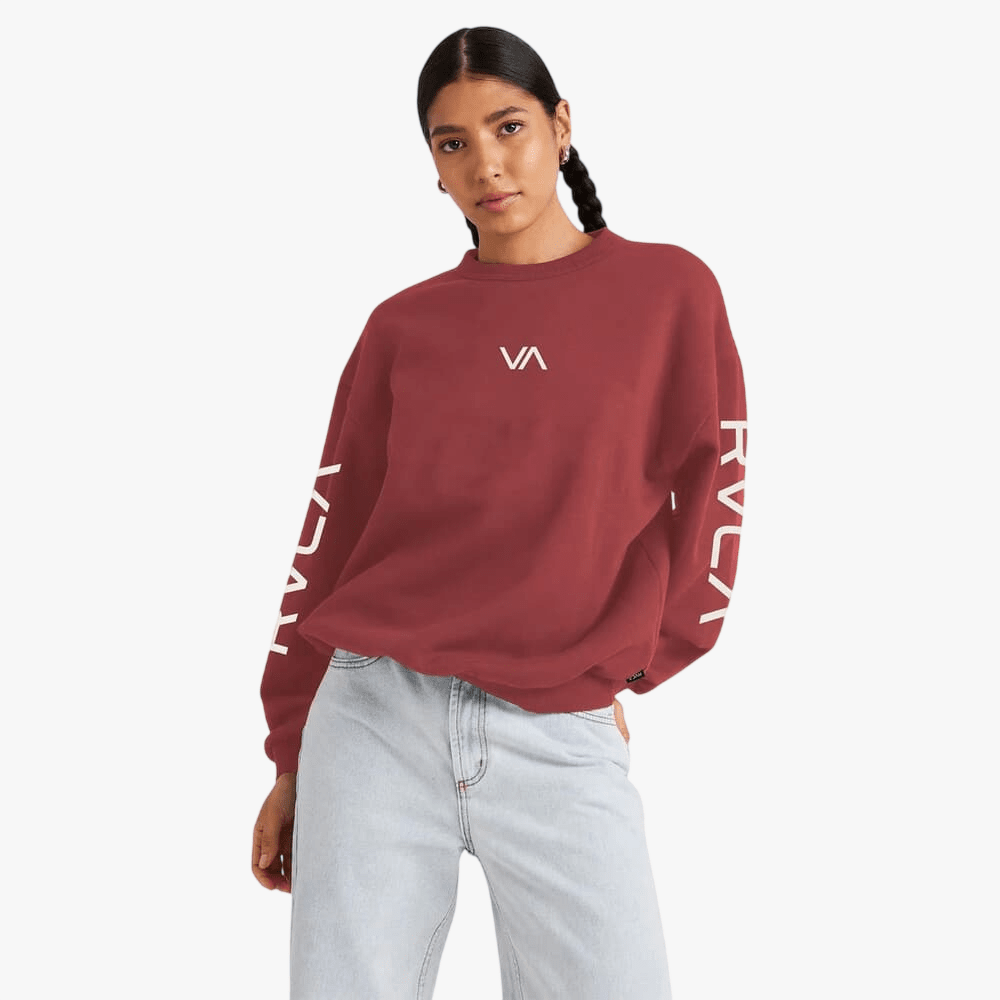 Rvca Womens Small Va Crew Sweater Terra Brown | Rvca