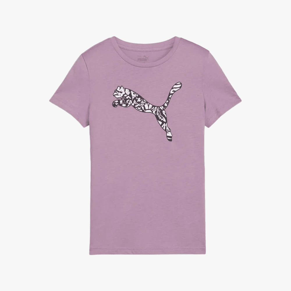 Puma Girls Ess+ Graphic Tropicat Short Sleeve Tee Mauved Out | Puma