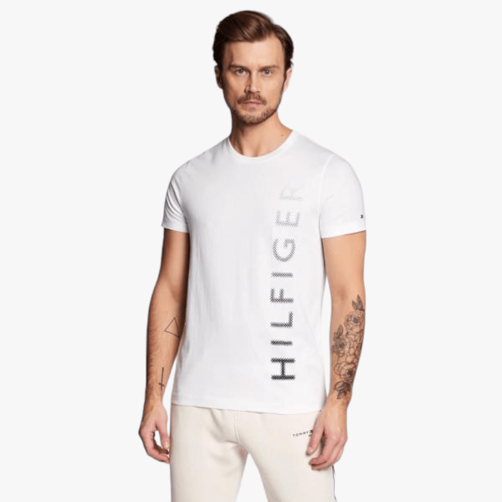 Tommy Hilfiger Mens Vertical Gradient Short Sleeve Tee White Tommy Hilfiger
