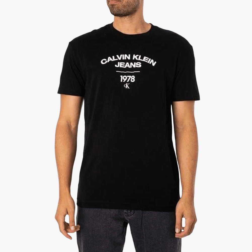Calvin Klein Mens Varsity Patch Short Sleeve Tee Black | Calvin Klein