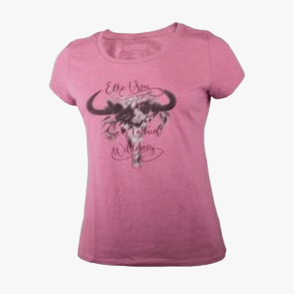 Wildebees Womens Floral Skull Swoosh Short Sleeve Tee Cypress Mel | Wildebees