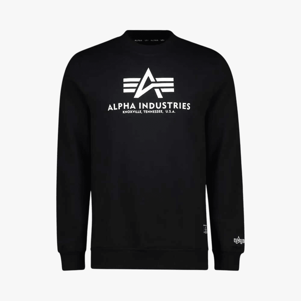 Alpha Industries Logo Crew Sweater Black | Alpha