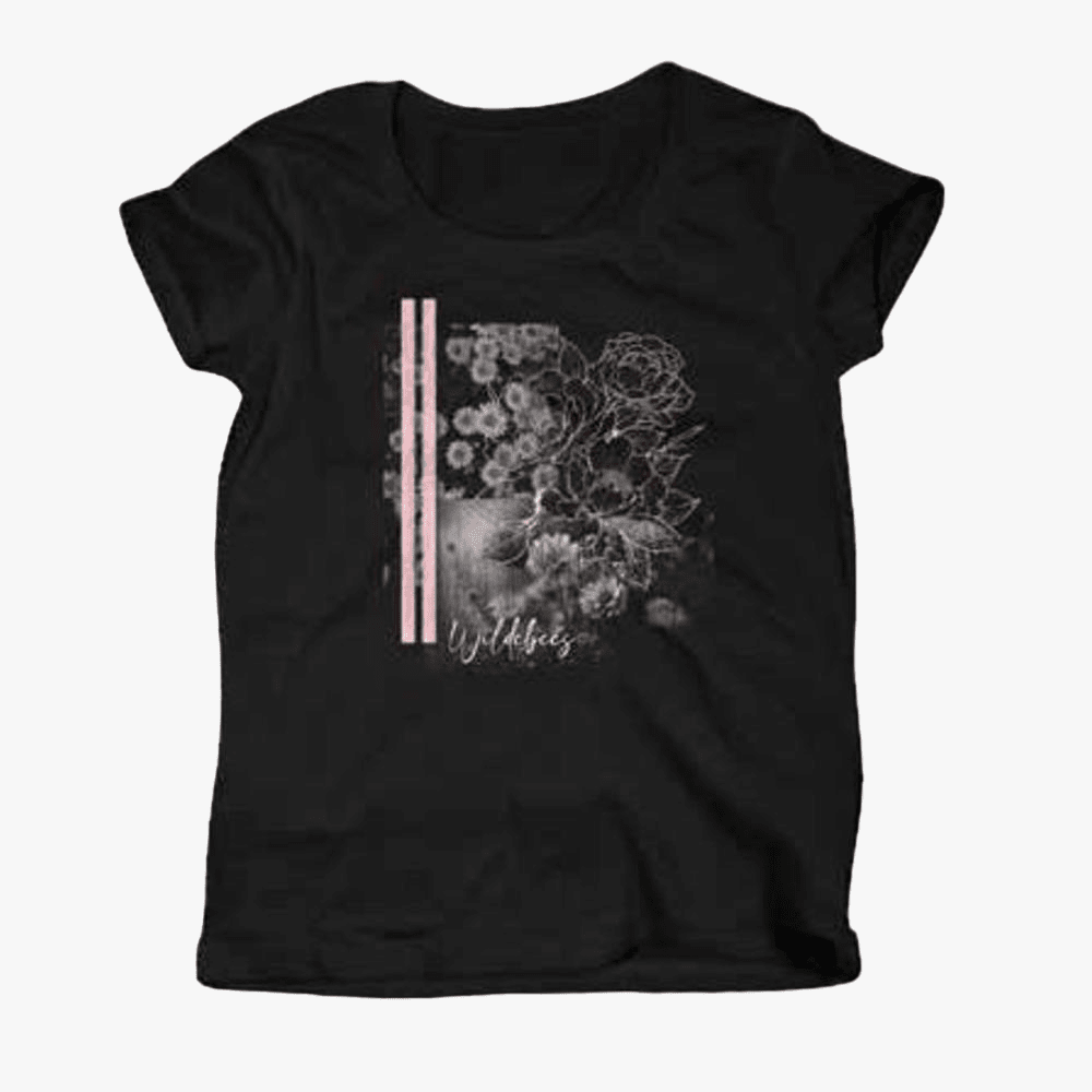 Wildebees Womens Peonies Tp Short Sleeve Tee Black | Wildebees