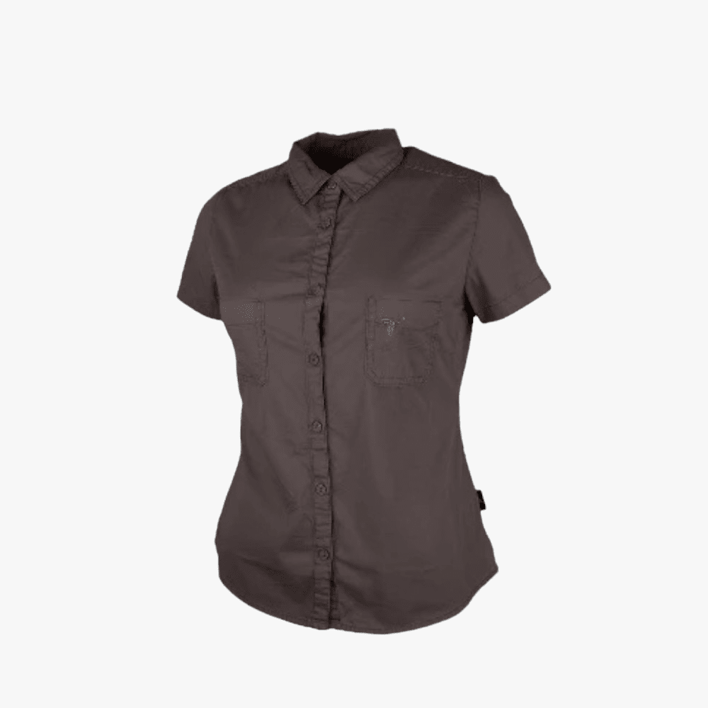Wildebees Ladies Plain Pocket Blouse Taupe Wildebees