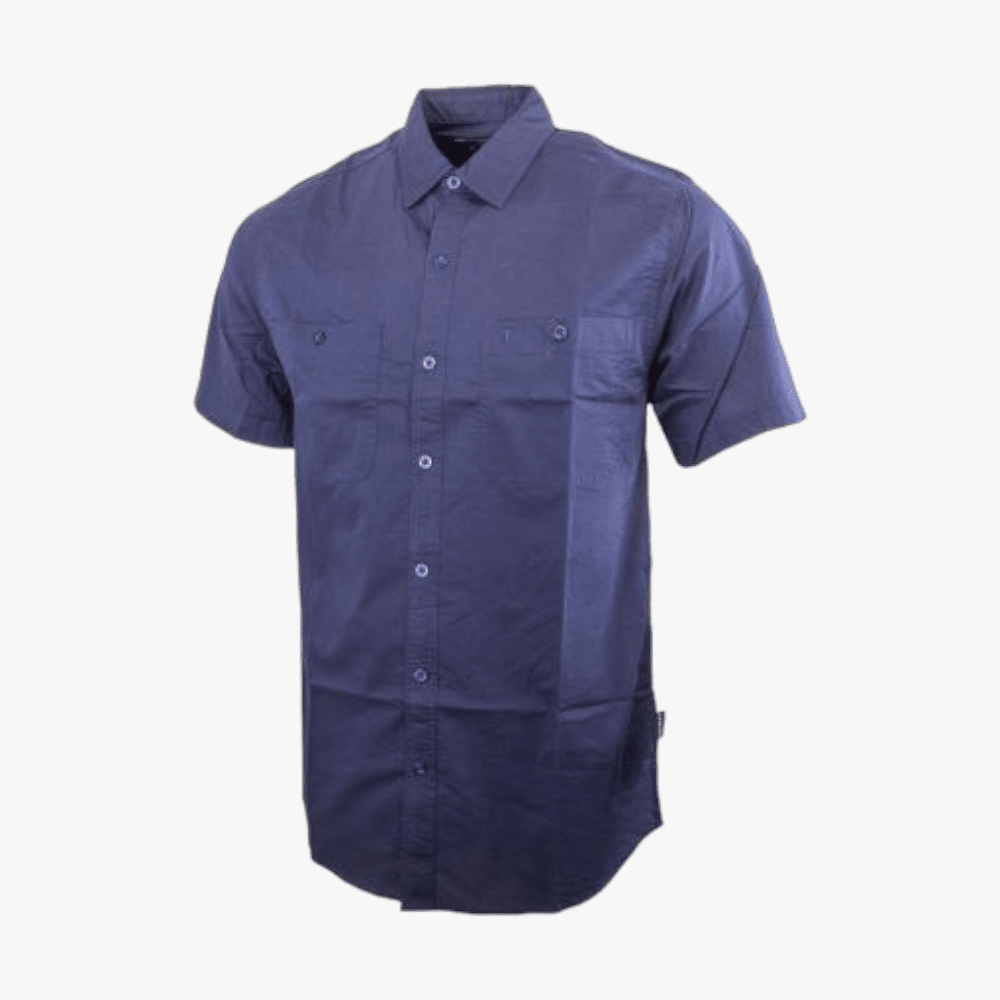 Wildebees Mens Plain Poplin Short Sleeve Shirt Navy | Wildebees