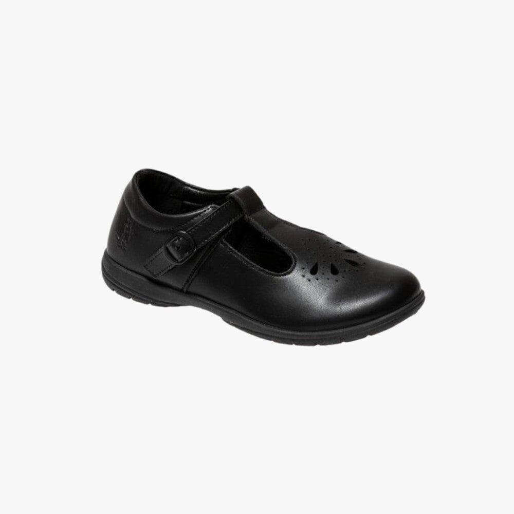 Hush Puppies Girls Kids School Crown T Strap Black Action Leather Shoe Hush Puppies