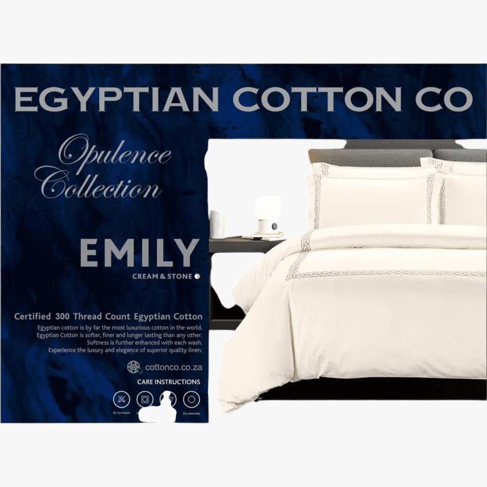 Cotton Co Opulence Emily Super King 300 Thread Count Duvet Cover Set Cream | Cotton Co