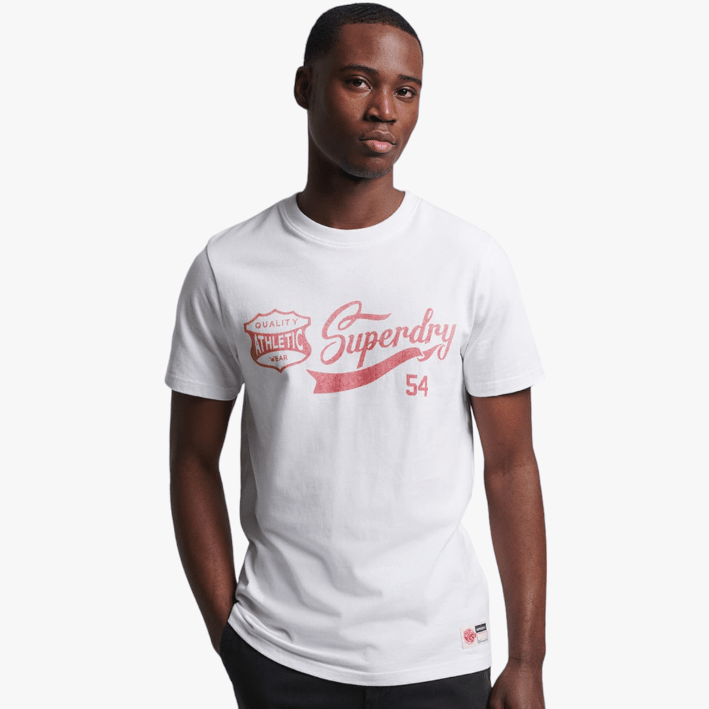 Superdry Mens Vintage Script Short Sleeve Tee Brill White Superdry