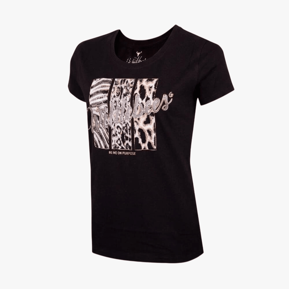 Wildebees Glitzy Gam Fur Tee Black | Wildebees