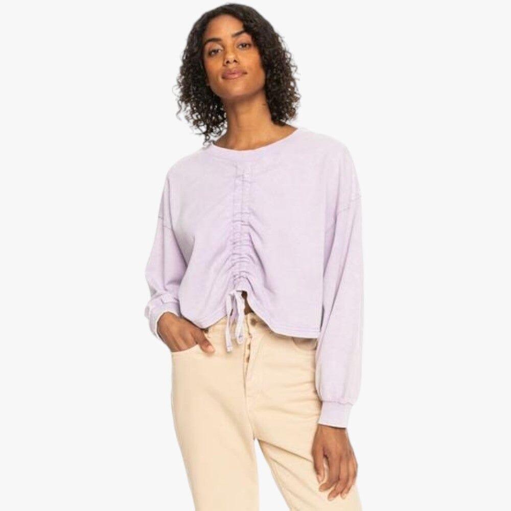 Roxy Womens Night Rain Crooped Sweater Purple Rose | Roxy