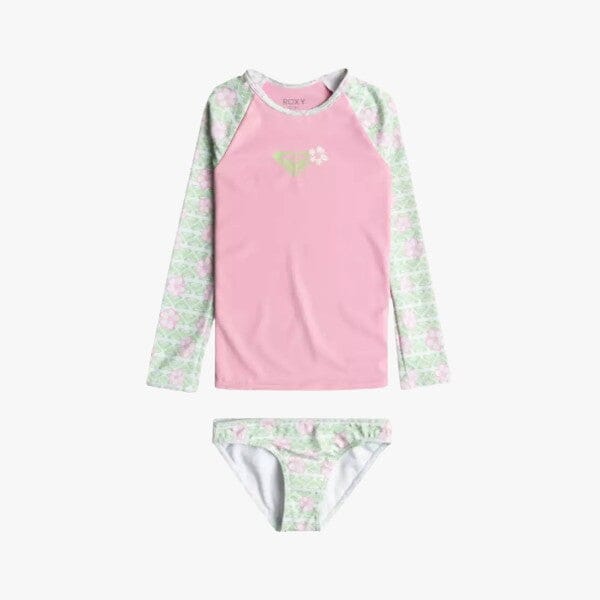 Roxy Girls Hibiline Long Sleeve Lycra Set White Pink | Roxy