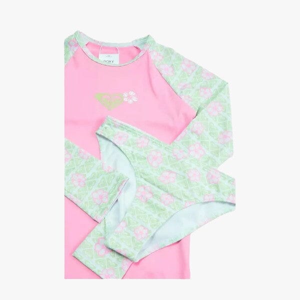 Roxy Girls Hibiline Long Sleeve Lycra Set White Pink | Roxy