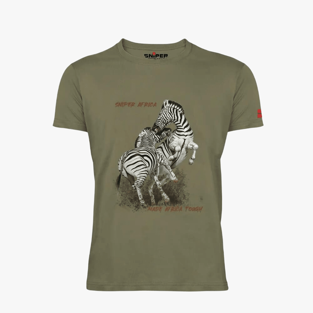 Sniper Mens Zebra Short Sleeve Tee Khaki | Sniper