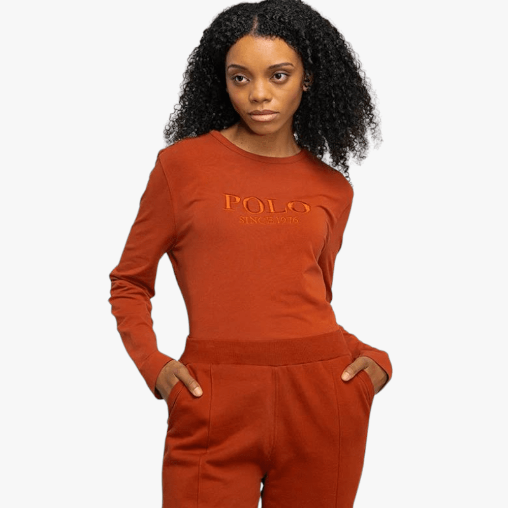 Polo Womens Zyanda Long Sleeve Logo Tee Rust Polo