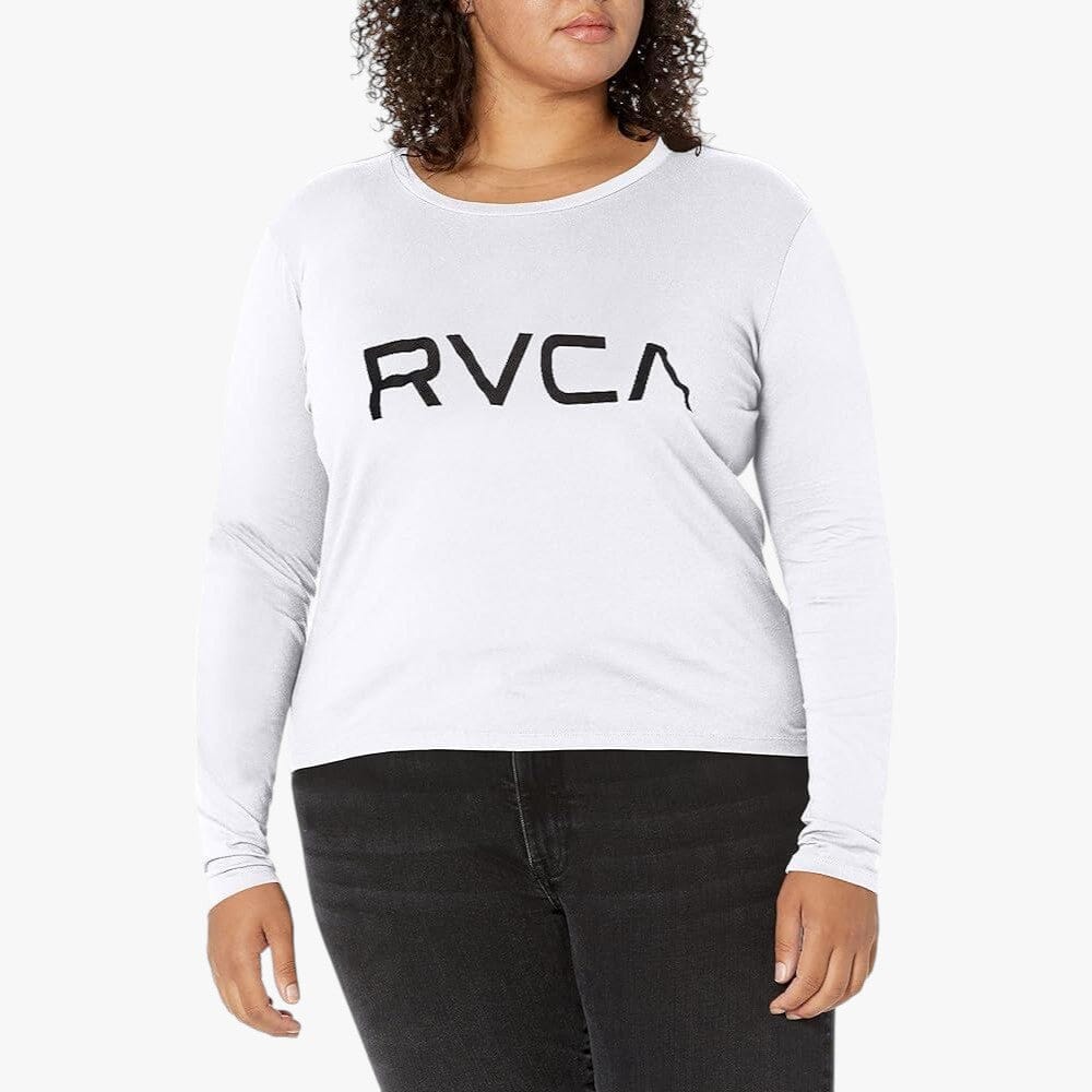 Rvca Ladies Big Rvca Roll It Long Sleeve Tee Vintage White Rvca