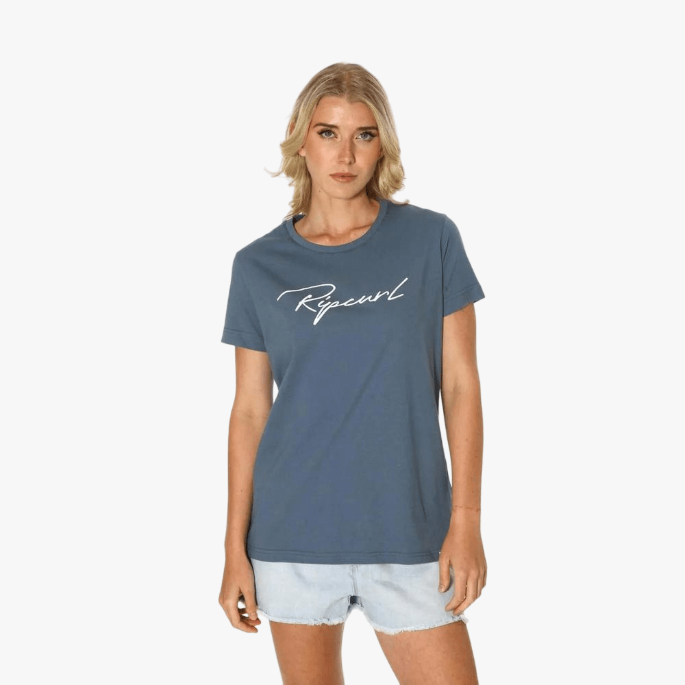 Ripcurl Womens Script Standard Short Sleeve Tee Blue | Ripcurl