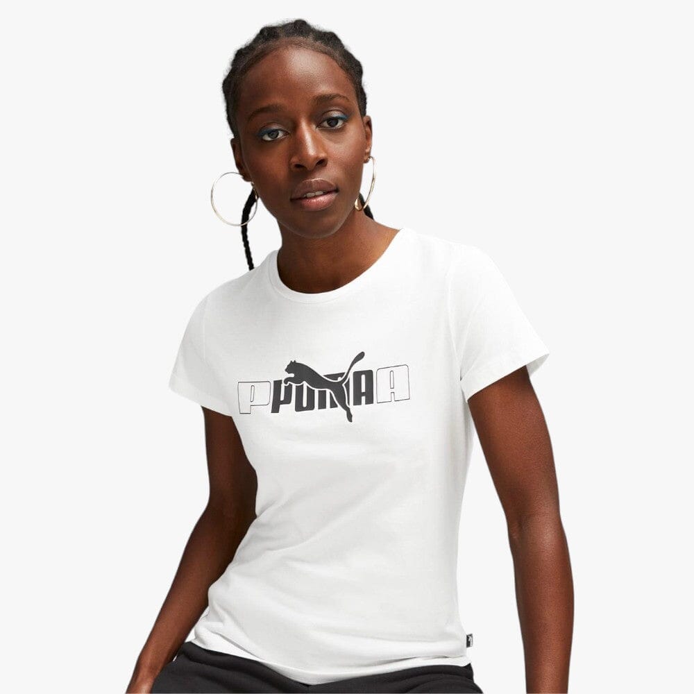 Puma Womens Ess+ Logo Lab Short Sleeve Tee White | Puma