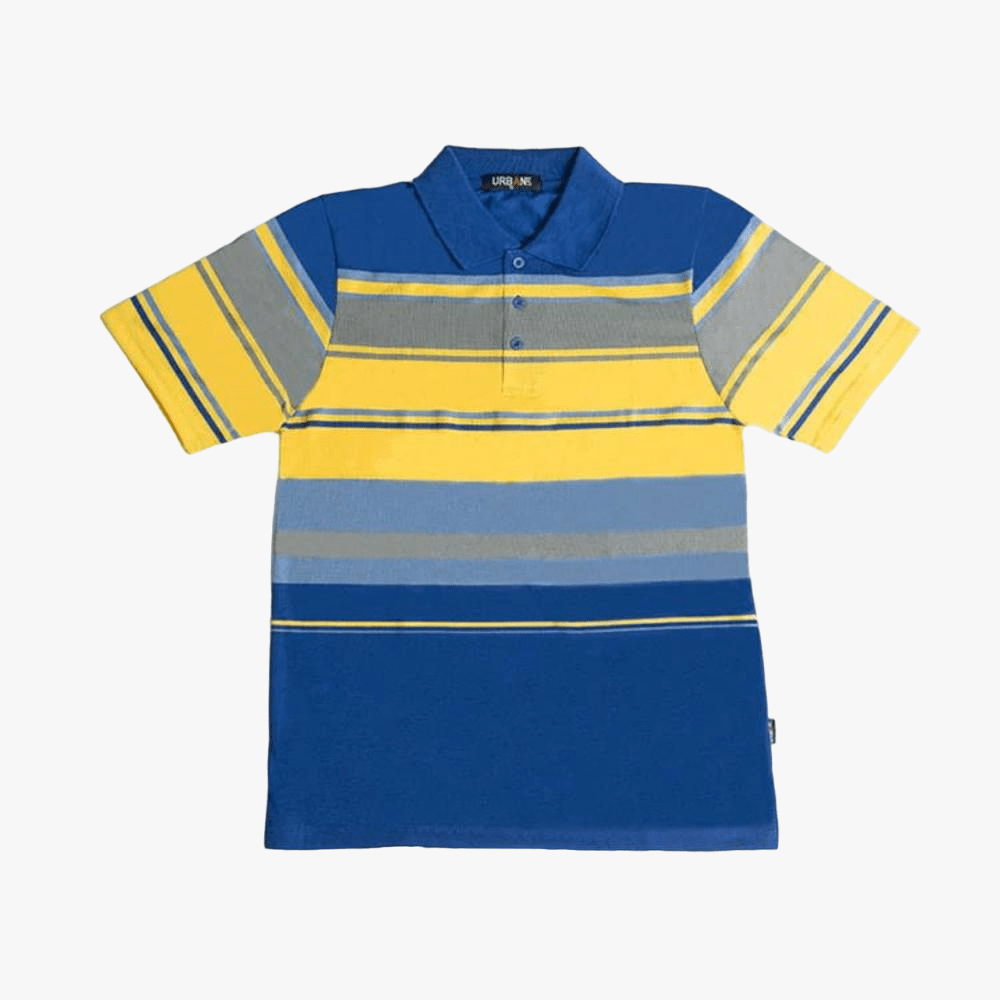 Urban Life Boys Golfer Royal Blue Yellow Stripe | Urban