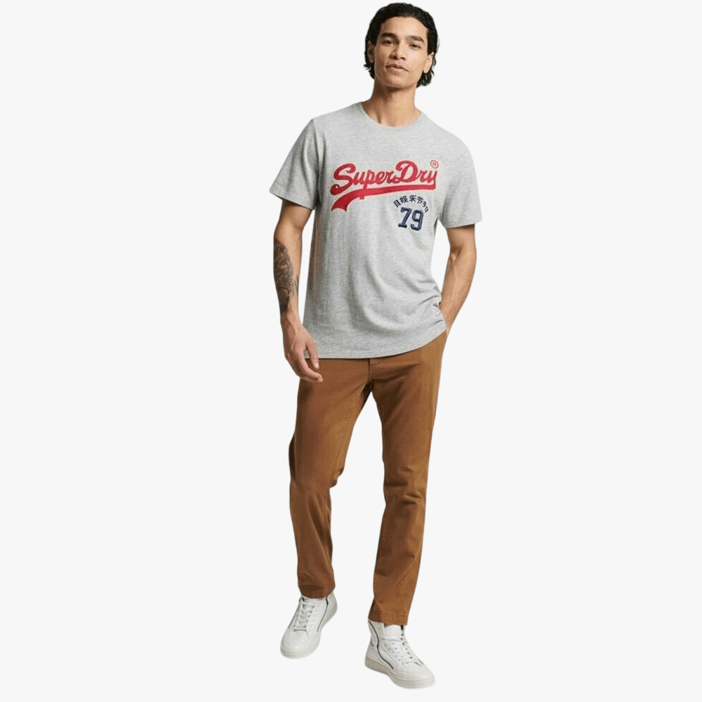 Superdry Mens Vintage Vl Interest Short Sleeve Tee Athletic Grey Marl | Superdry