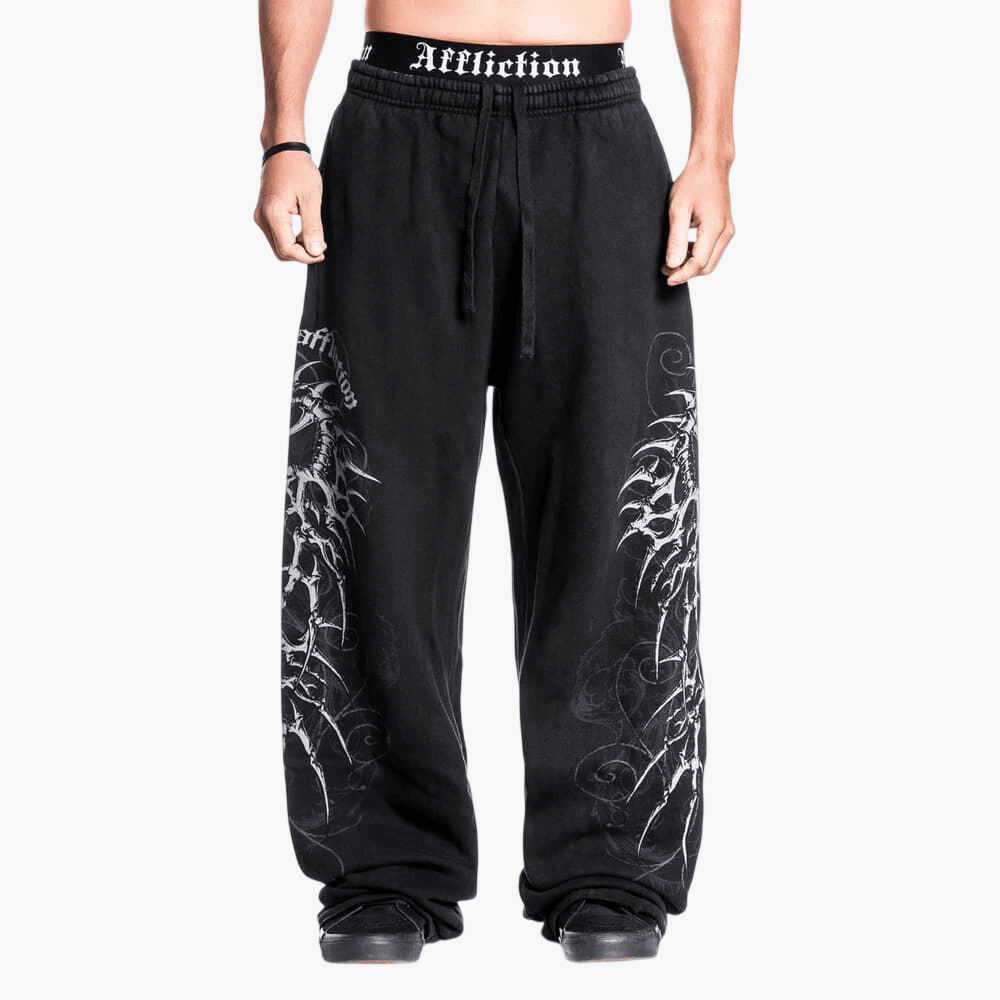 Affliction Mens Skeleton Sweatpants Black | Affliction