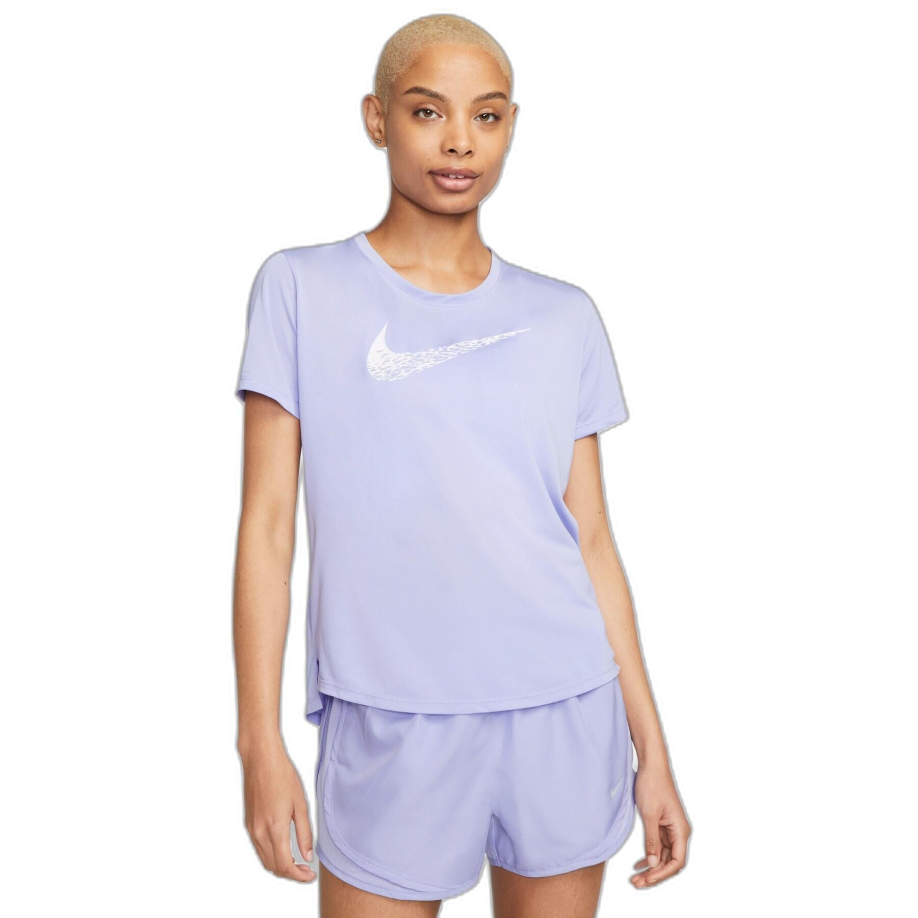 Nike Womens Running Swoosh Dri-Fit Short Sleeve Tee Purple Nike