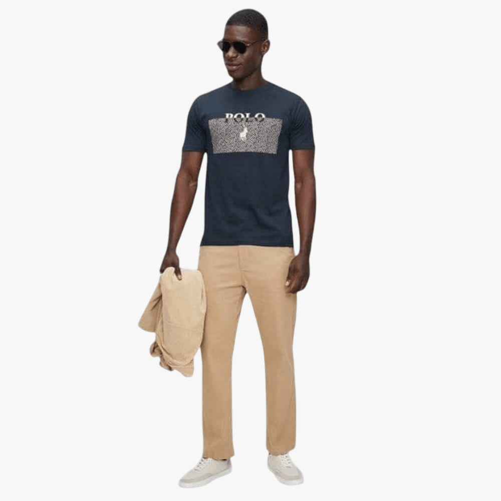 Polo Mens Logo Block Printed Short Sleeve Tee Navy | Polo