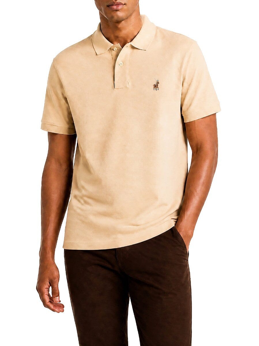 Polo Mens Stretch Pique Short Sleeve Golfer Camel | Polo