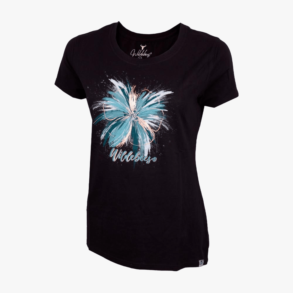 Wldebees Womens Foil Bloom Short Sleeve Tee Black | Wildebees
