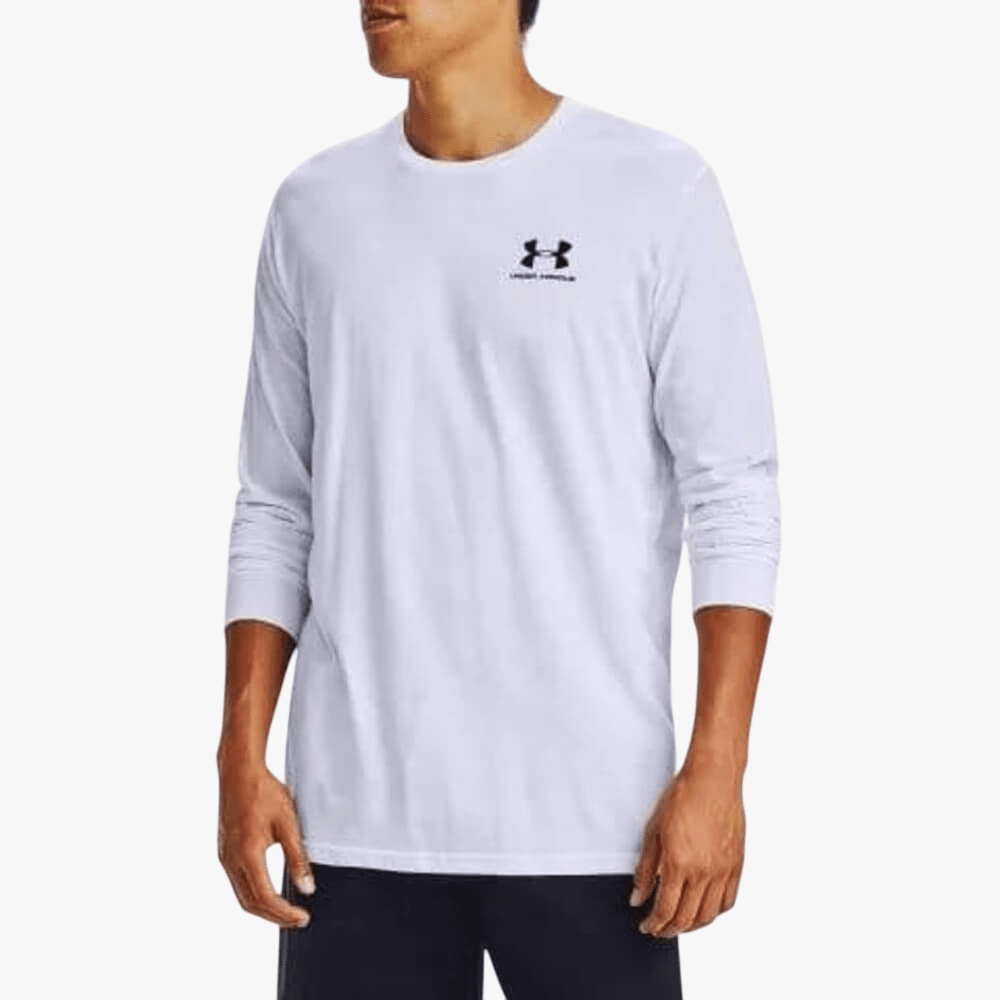 Under Armour Mens Sportstyle Left Chest Long Sleeve Tee 100 White | Under Armour