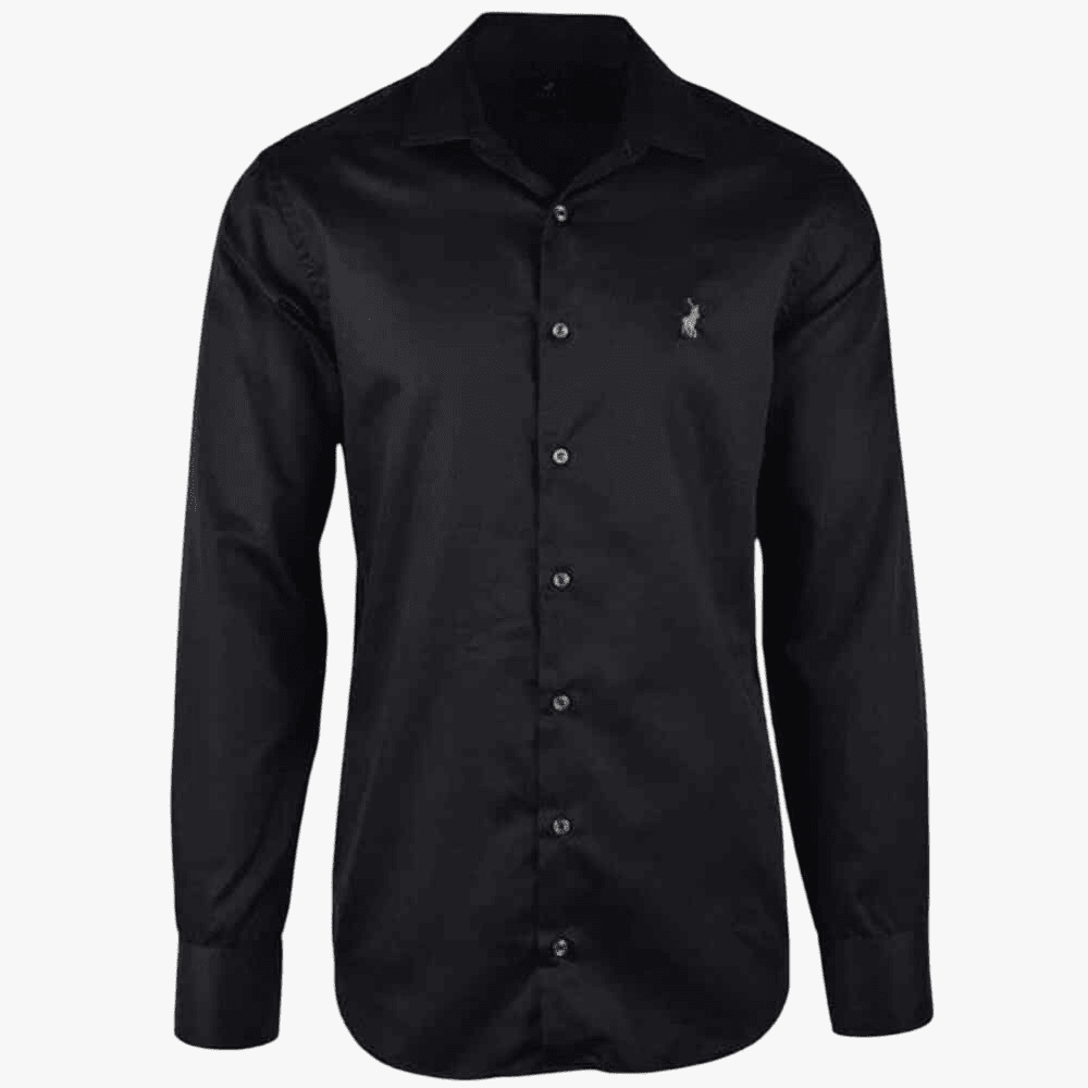 Polo Mens Custom Fit Greig Long Sleeve Shirt Black | Polo